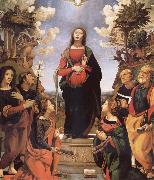Piero di Cosimo The Immaculada Concepcion and six holy Century XVI I Sweden oil painting artist